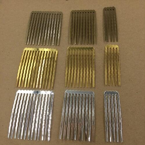 40PCS 50mm Length Hair Combs Base 7 Colors Plated Metal Copper 5/10/13 Teeth Hair Combs Setting For Women Jewelry Making