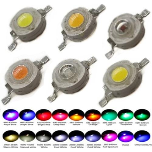 500pcs 1W 3W High Power LED Light-Emitting Diode Chip SMD Warm White Red Green Blue Yellow RGB For SpotLight Downlight Lamp Bulb