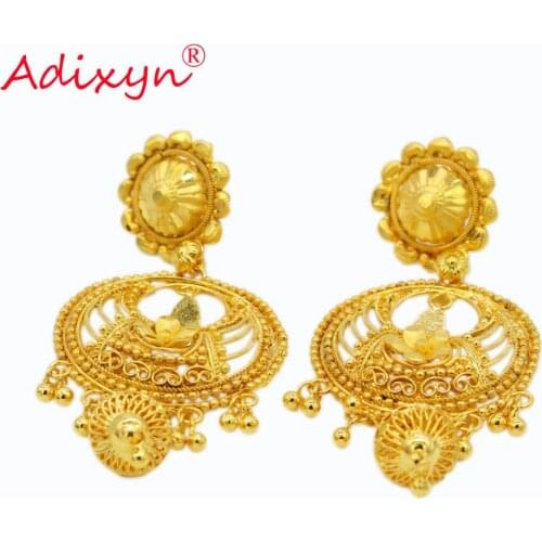 Adixyn New India Ethnic Earrings For Women Gold Color/Copper Manual Jewelry Religious Activities N10279