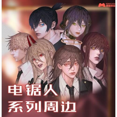 Anime Chainsaw Man Hayakawa Aki Makima Denji Power Oil Painting Series Postcard Cartoon Badge Brooch Pins Colored Paper