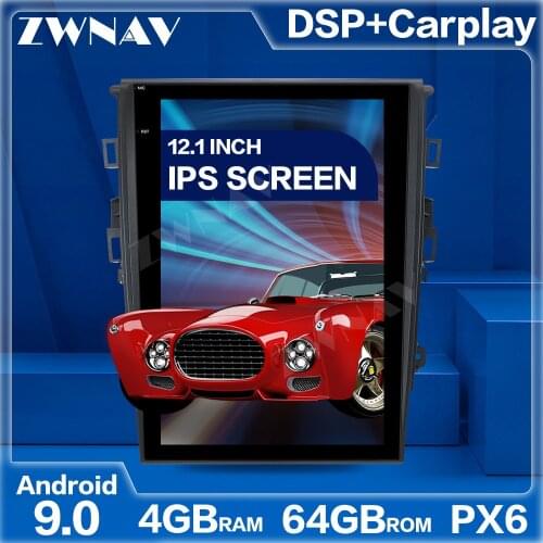 4+64G Tesla Style Screen Android 9.0 Car Multimedia Player For Ford Mondeo Fusion MK5 2013-2019 GPS Audio Radio stereo head unit