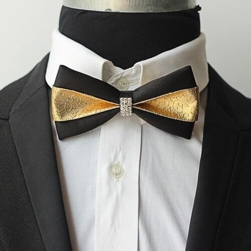 Free Shipping new fashion Mens male Handmade boutique diamond bow double cortex groom party stage bright tie on sale