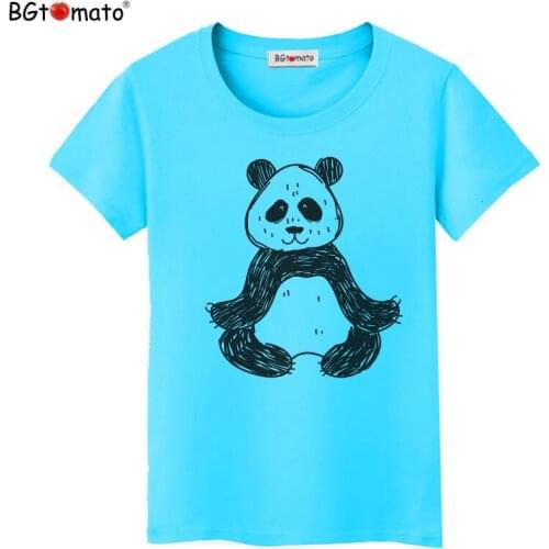 Bgtomato t-shirt printing in the material Never fade colorful shirt brand new good quality casual top panda shirt