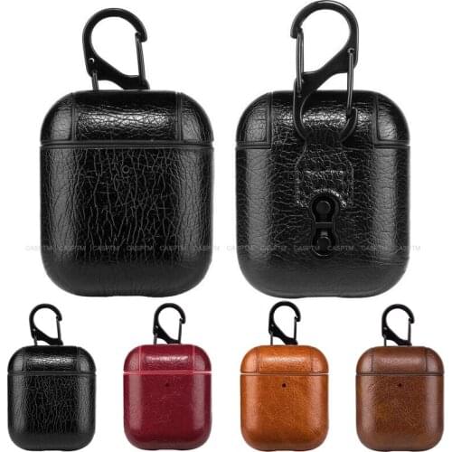 PU Leather Earphone Case For Apple Airpods 1 2 Business Man Headphone Case For Apple AirPods 1 Pro Protective Case With Keychain