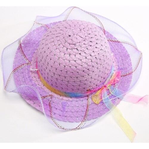 2019 Summer Children Shiny Sequin Yarn Sun Hats Flowers Lace Wide Brim Visor Caps Girls Spring Outdoor Beach Picnic Cute Cap