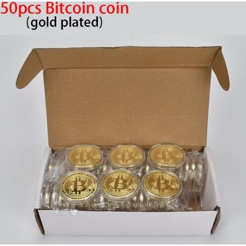 FLC Hot 50pcs/Lot Gold Bitcoin Coin BTC Bit Metal Coin For Souvenir Coins Set Non-Cryptocurrency Wholesale Coin Gold Home Decor