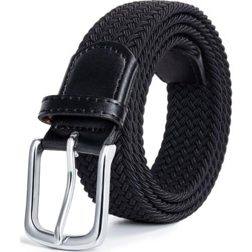 Hreamky Free shipping plus-size 100-190cm office Elastic Belts Men and Women leisure Pin Buckle Woven belts Gift box packaging