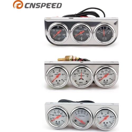 2" 52mm Black white Face Chrome Panel Oil Pressure Water Temp Amps Volt meter Triple Gauge Set