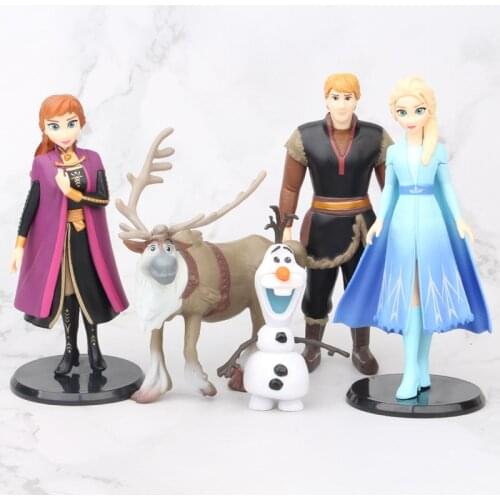 Disney Princess Toys 5pcs/Lot 9-14cm Frozen 2 Snow Queen Elsa Anna Olaf Sven Kristoff Pvc Action Figure Doll For Kids Gift