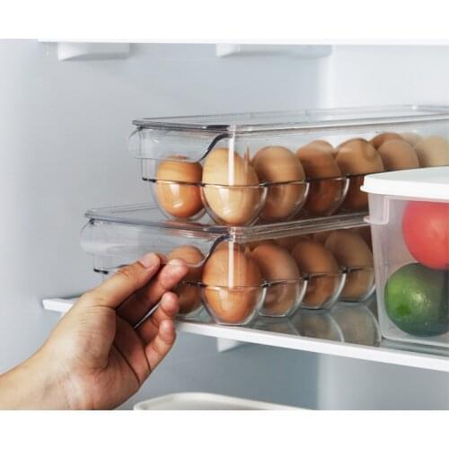 14 Grids Kitchen Refrigerator Freshness Box Egg FreshnessStorage Box Transparent Glove Box Seperated with Lid Egg Box