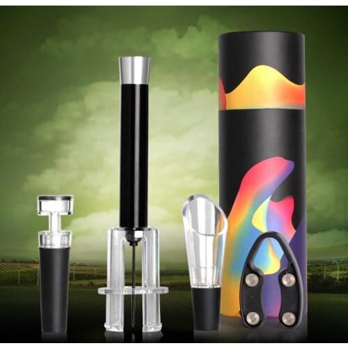 Kitchen Dining Barware Bar Tools Aluminum Alloy Vacuum Pressure Wine Bottle Corkscrews Openors Pourer Stoppers 4pc/set