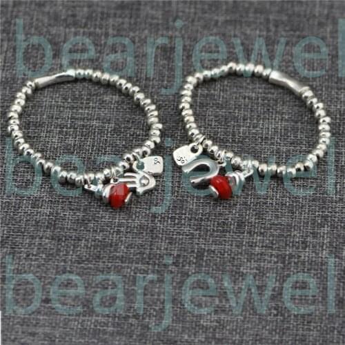 Palm And U Letter Spanish Styles 19CM Beaded Bracelets Silver Plated Jewelry For Mothers Day Gift