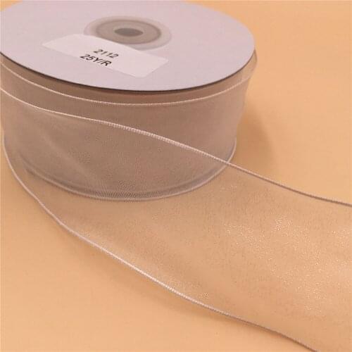 38MM Wire Edge Ribbon White Organza For Dress Bow Birthday Decoration Chirstmas Gift DIY Wrapping 25Yards N2112