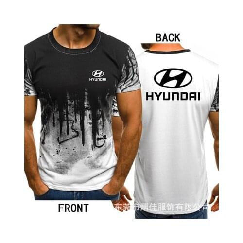 Mens Short Sleeve for HYUNDAI Car Logo Mens T-shirt Summer casual Cotton Gradient T shirts Fashion Hip Hop Harajuku Male Brand