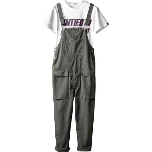 New Mens Male Casual Desert Camouflage Print Pockets Cargo Bib Overalls Loose Straight Jumpsuits Casual Pants