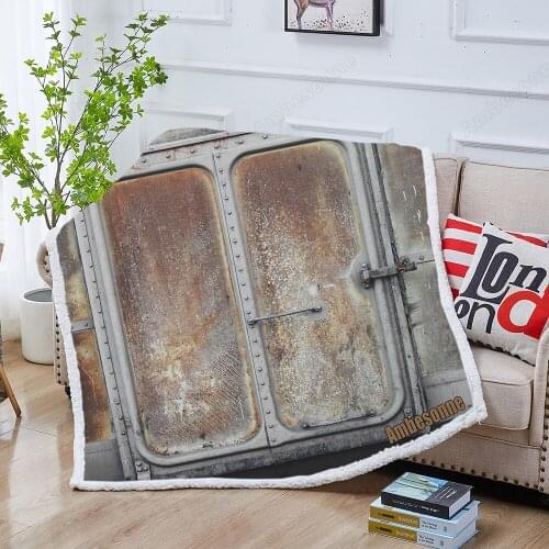 Print on Demand Blanket Vintage Railroad Container Door Bedding Velvet Plush Blanket Constellation Manta