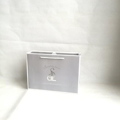 Custom High Quality Luxury Grey Matte Tote Shopping Paper Bag with Cotton Handles Handbags Shoper bag for Shoes/Clothes/Jewlery