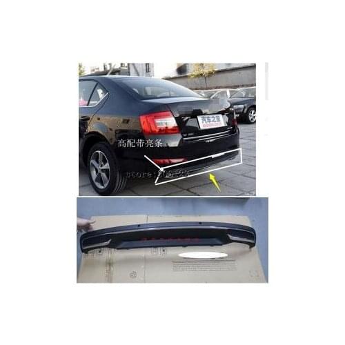 High Quality Black PP Rear Bumper Diffuser,Auto Car rear lip with chrome line for skoda Octavia 4dr or 5dr 2014 2015 2016 2017