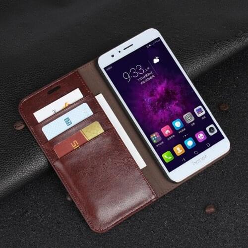 Luxury Genuine Leather Wallet Flip Case Cover For Huawei Honor 8 Pro