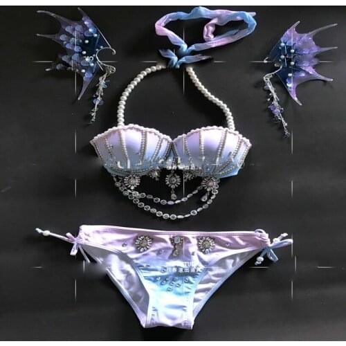 Sexy women Amusement park summer party girl ocean gogo mermaid bikini costumes