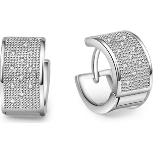 SHQIYAYI Fashion 1 Pair Small Round Circle Hoop Earrings Silver Women Wedding Jewelry Gift CZ Crystal Zirconia 086