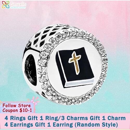 Smuxin S925 Sterling Silver Beads Power of Prayer Charms fit Original Pandora Bracelets Women DIY Jewelry Making