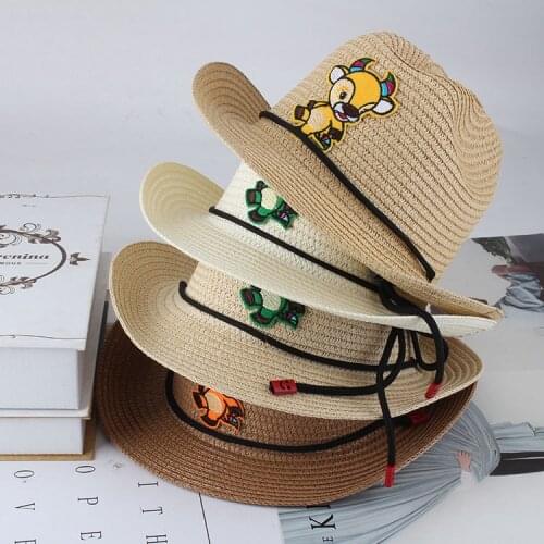 Spring and Summer Top Hat Solid Color Straw Sun Hat Cowboy Hat Sun Protection Sun Hat Boy Baby Summer Hat Beach Hat