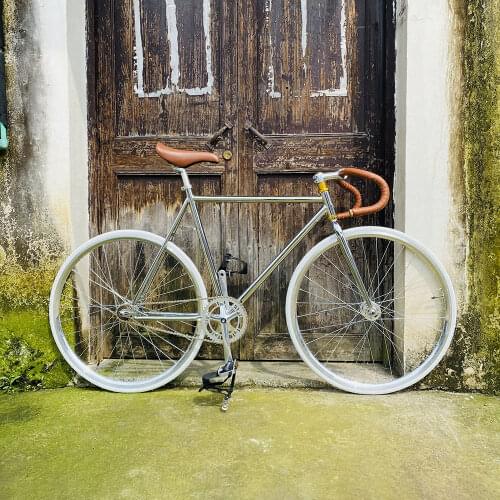 ETALY fixie bike steel frame single speed vintage Bike frame 48cm 52cm 56cm sliver Fixed Gear Bike 700C track Bicycle 50mm rim