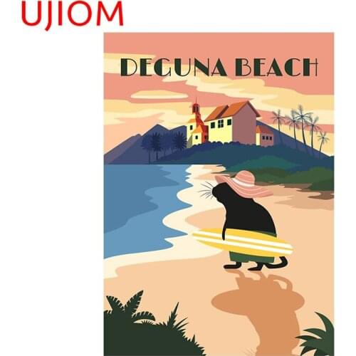 UJIOM Deguna Beach Decor Poster Wall Stickers Moisture Proof Bathroom Kitchen Home Decoration Living Room Decor Wall Decal