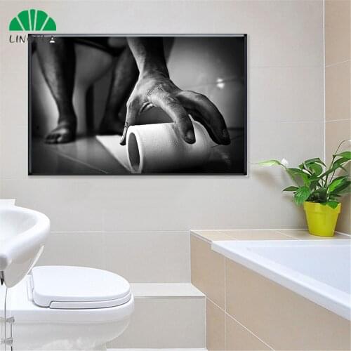 Funny Plakat Quotes Toilet Paper Black Painting Wall Pictures for Bathroom Modern Minimalistic Watchmen Wall Decor Canvas Print
