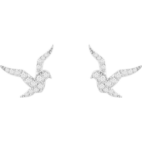 SLJELY July New High Quality 925 Sterling Silver Swallows Stud Earrings Micro Cubic Zirconia Stones Women Fashion Fine Jewelry