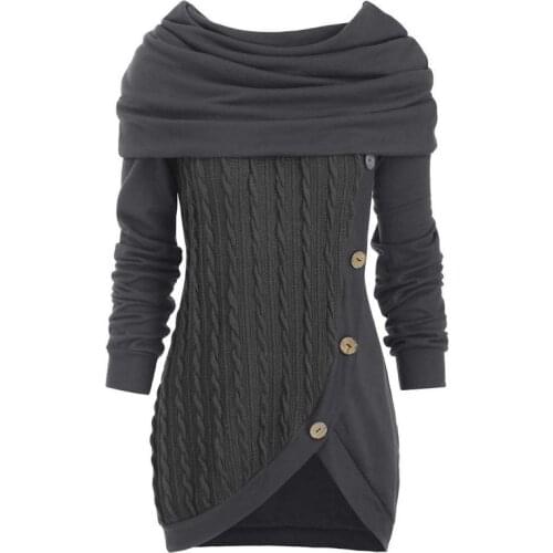 Women Spring Autumn Sweater Multiple Functional Winter Scarf Collar Knitted Patchwork Girls Sweaters Best Gift Plus Size