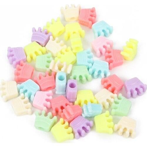100pcs/lot Mixed Crown Acrylic Beads Charm Loose Spacer Beads For Jewelry Making DIY Needlework Bracelet Accessories