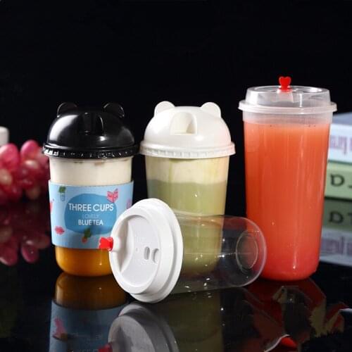 50pcs 90 caliber thick injection cup party birthday favor disposable cold drink milk tea juice fruit plastic cup with lid