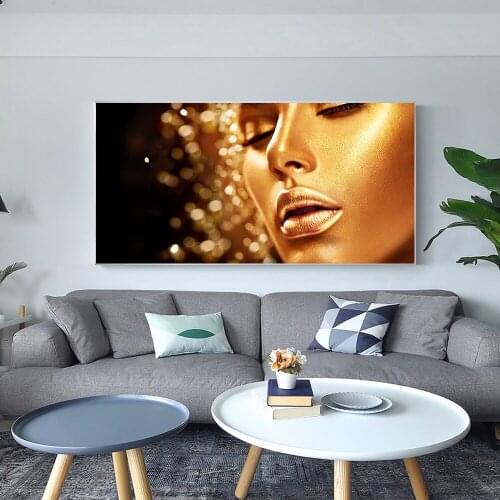 Abstract Gold Black Woman Posters and Prints Portrait Oil Painting on Canvas Wall Art Picture for Living Room Scandinavian Decor
