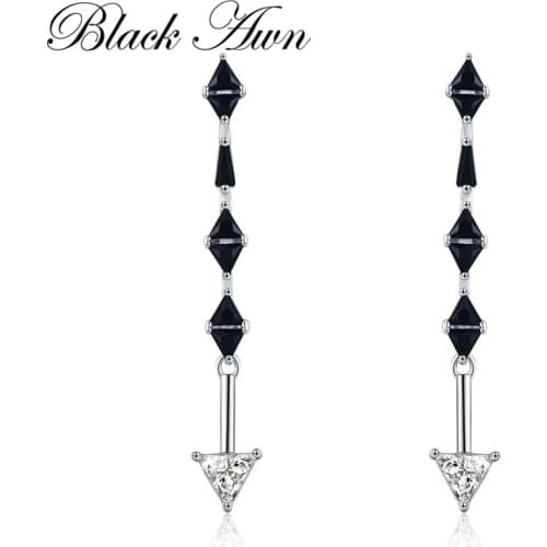 Black Awn Dangle Earrings