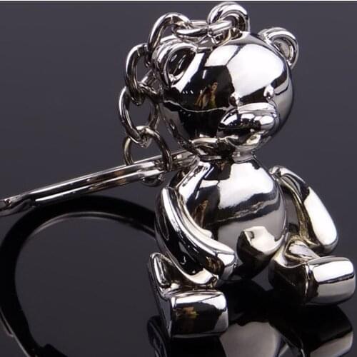 Alloy Movable Bear Keychain Cute Cartoon Bear Gifts For Women Girls Bag Holder Pendant Charms Car Key Chains Creative Jewelry