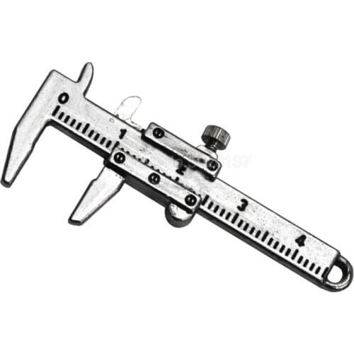 0-4CM Mini Vernier Caliper Keychain Measuring Gauge Keyring Style Simulation Model Ruler Tools Stainless Steel Retractable Tape