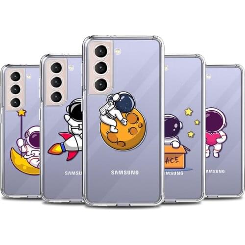 Phone Case For Samsung Galaxy S20 FE S21 Ultra S10 S9 S8 Plus S7 Edge Soft Clear for S20 S21 FE Cover Cute Astronaut Star Space