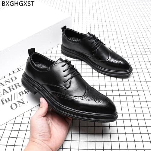 Black Oxford Dress Shoes Mens Fashion Brogue Shoes Men Formal Party Shoes for Men 2021 Chaussure Homme Zapatos De Hombre Sapato