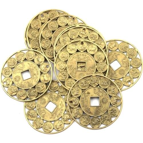DIY Home Decor Lucky Chinese Zodiac Feng Shui Coin For Good Luck Amulet Prosperous Protection 5 Pcs