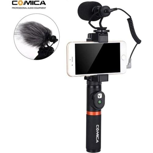 Comica Smartphone Video Rig Kit CVM-VM10-K3 Filmmaker Handle with Mini Phone Video Microphone for iPhone Samsung LG Huawei etc