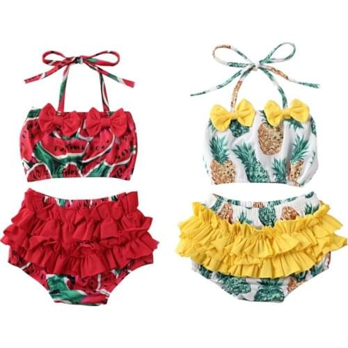 2020 Kids Baby Girl Children Bikini Sets Pineapple Print 2Pcs Swimwear Bikini Set Swimsuit Bathing Suit