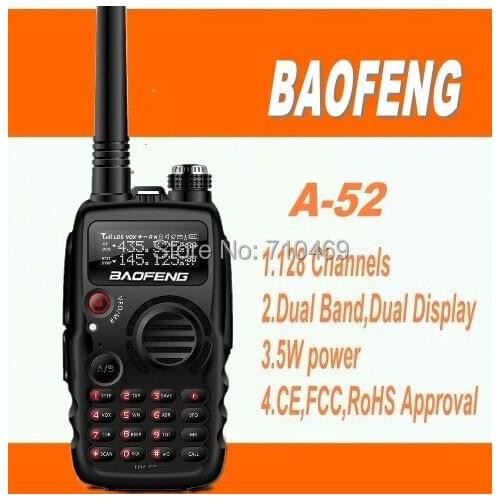 DHL FreeShipping+baofeng A52 dual-band vhf uhf two way radio comunicador handy walk talk amateur radio transmitter baofeng A-52