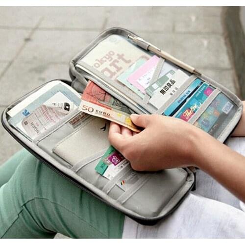 QOONG Travel Accessories Bags Polyester Passport Cover Credit Cards Tickets Holder Purse Organizer Size:13 x 25 x 2 cm BL1-007