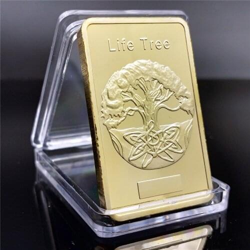 Tree of Life 1OZ Gold Bar Commemorative Pure Gold Plated Layered Ingot Bullion Bar Coin Souvenir Gifts Drop Shipping