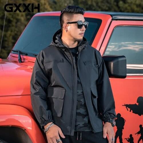 GXXH Plus Size 5XL, 6XL, 7XL Jacket Men Autumn Winter Hooded Jacket Mens Casual Outerwear Zipper Pocket Coat Casual Jacket man