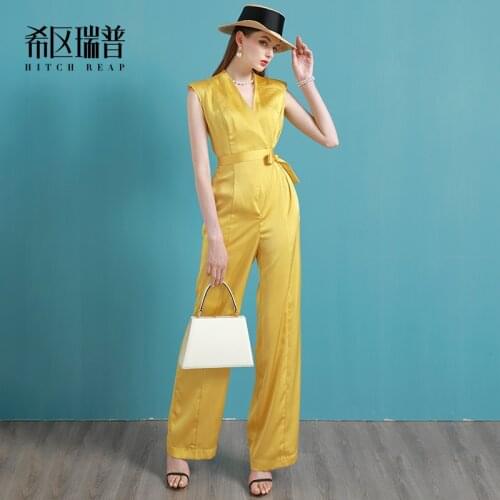 European And American Fashion Vacation Jumpsuit WomenS 2021 Summer New High End Loose Thin Wide Leg Pants