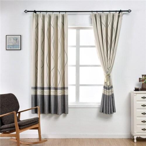 Gray Short Curtains for Kitchen Window 100x200 Insulation Geometric Polyester Grommet Living Room Panels Kids Bedroom Drapes Hot