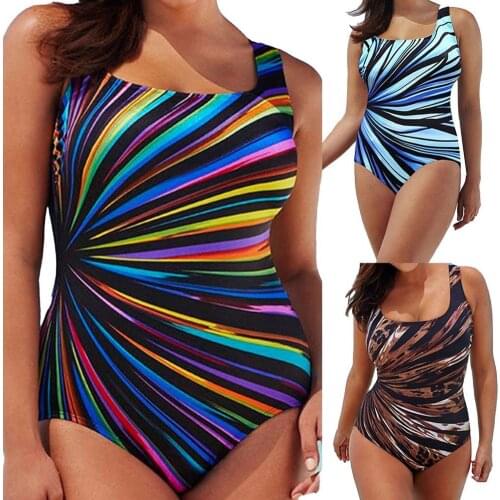 Hot Sale Sexy Bikinis Set Summer 2021 New Women Bathing Suit Striped Print Padded One Piece Sleeveless Backless Bikini Plus Size